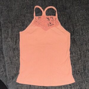 Peach Lace Detail Tank Top